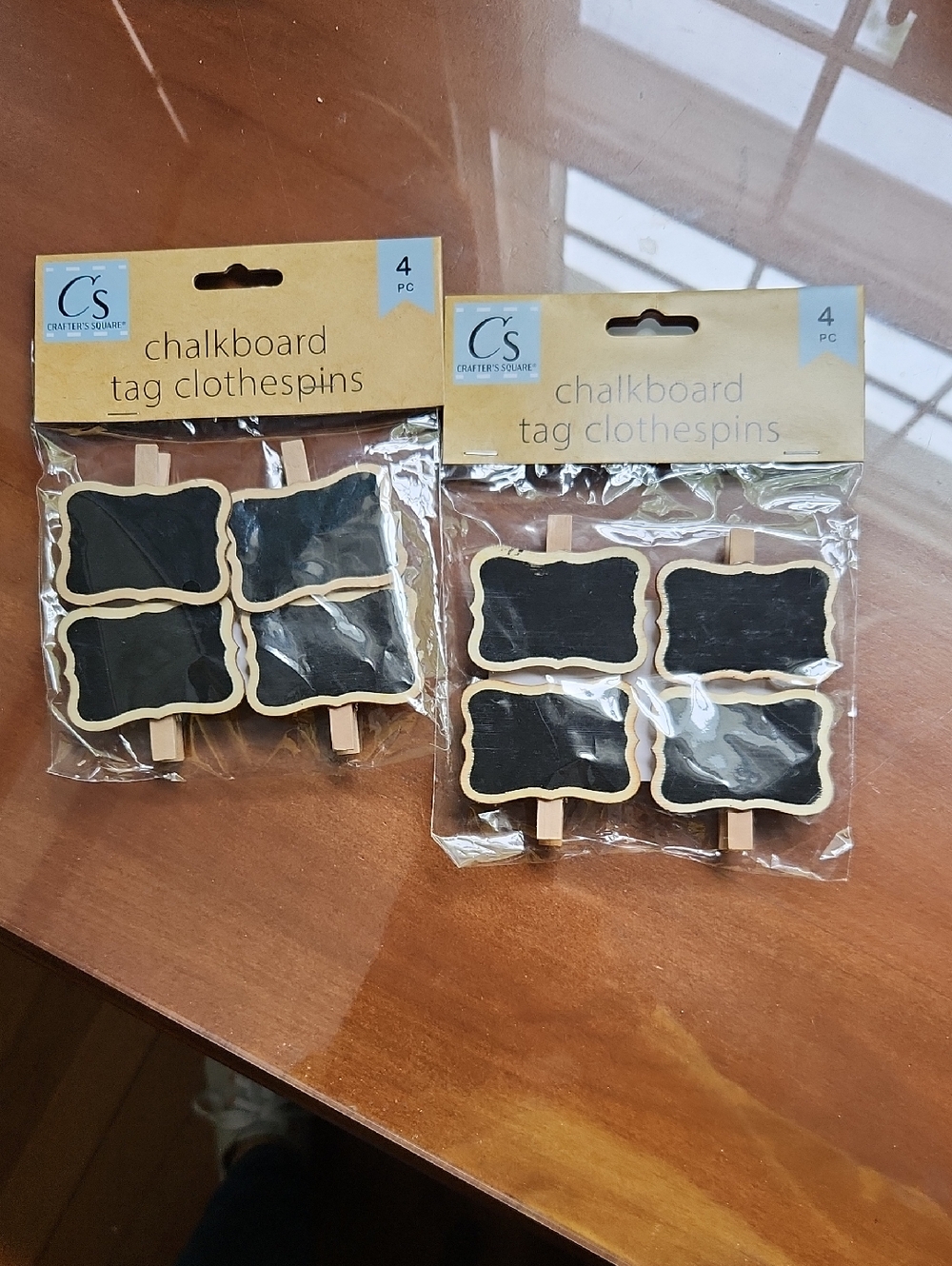 NWT Chalkboard Tag Clothespins - Black (2 Sets, Each With 4 Tags)